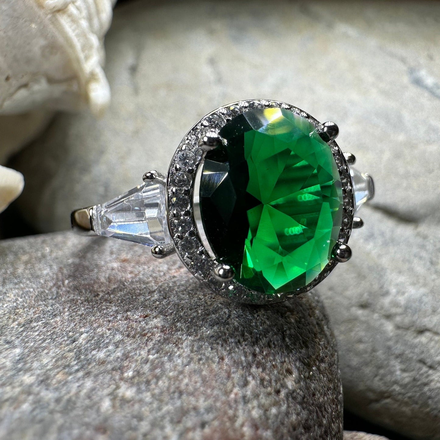 Irish Lady Celtic Ring, Engagement Ring, Large Emerald Ring, Engagement Ring, Celtic Statement Ring, Anniversary Gift, Ladies Promise Ring