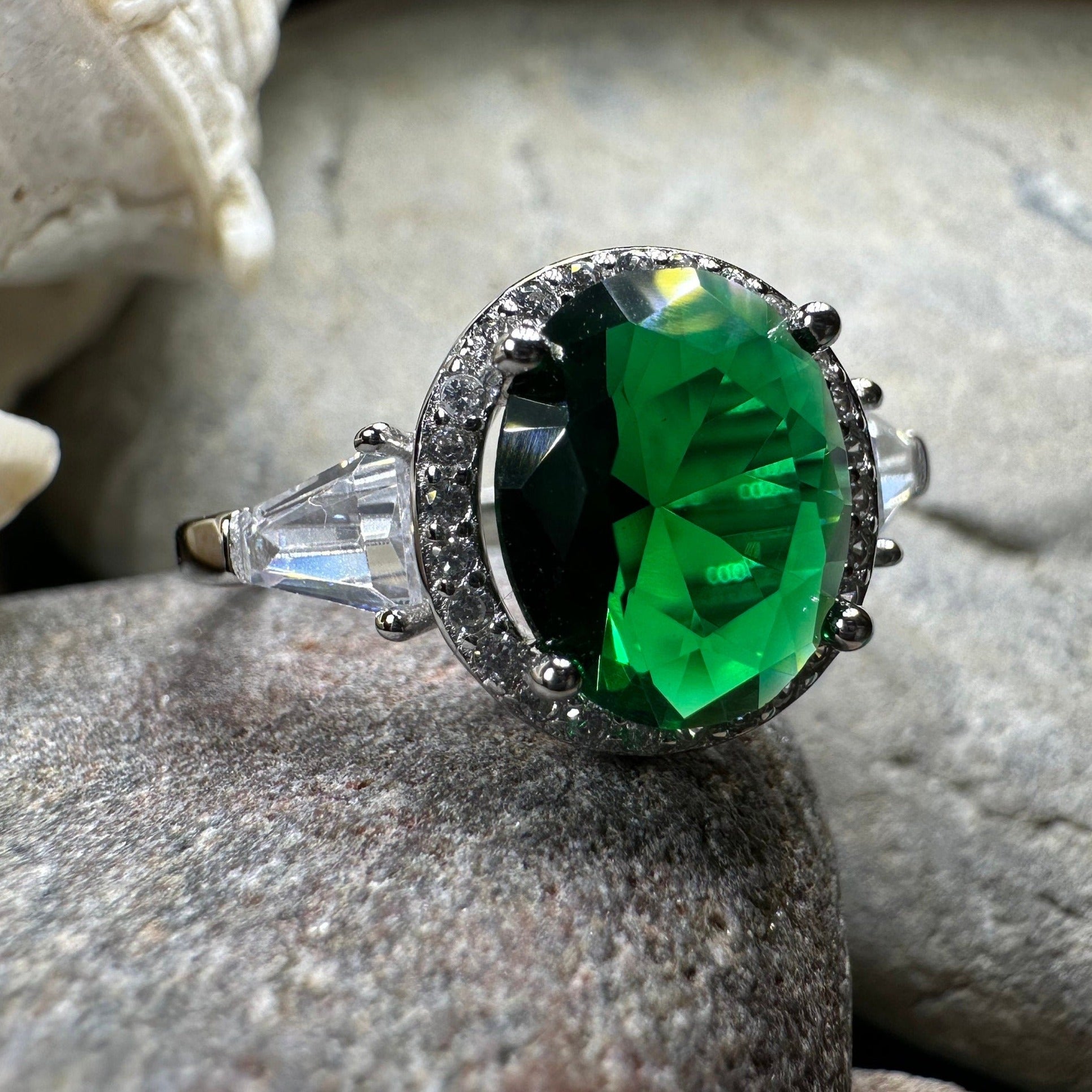 Irish Lady Celtic Ring, Engagement Ring, Large Emerald Ring, Engagement Ring, Celtic Statement Ring, Anniversary Gift, Ladies Promise Ring