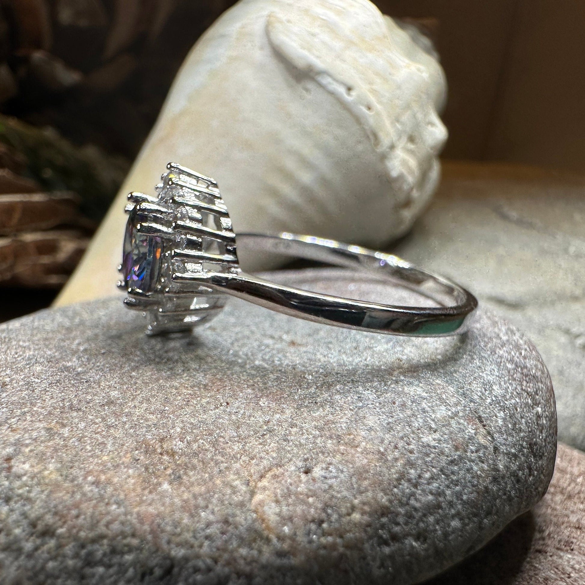 Mystic Topaz Engagement Ring, Scotland Ring, Statement Ring, Rainbow Topaz Boho Ring, Celtic Jewelry, Anniversary Gift, Girls Promise Ring