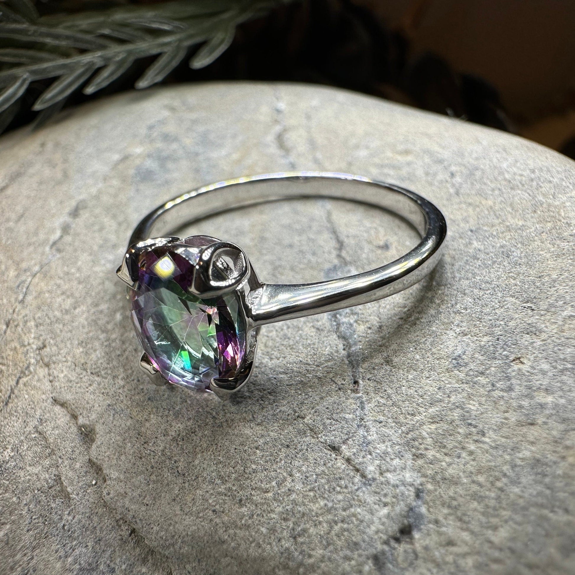 Mystic Topaz Engagement Ring, Celtic Ring, Statement Ring, Topaz Ring, Solitaire Ring, Anniversary Gift, Cocktail Ring, Wife Promise Ring