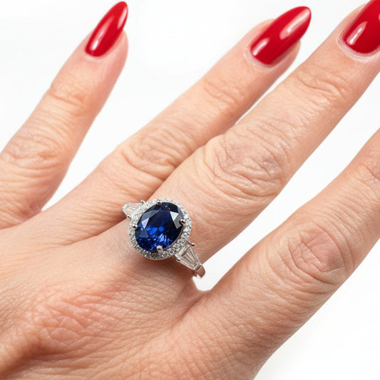 Sapphire Statement Ring, Engagement Ring, Large Blue Ring, Engagement Ring, Celtic Statement Ring, Anniversary Gift, Ladies Promise Ring