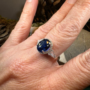 Sapphire Statement Ring, Engagement Ring, Large Blue Ring, Engagement Ring, Celtic Statement Ring, Anniversary Gift, Ladies Promise Ring