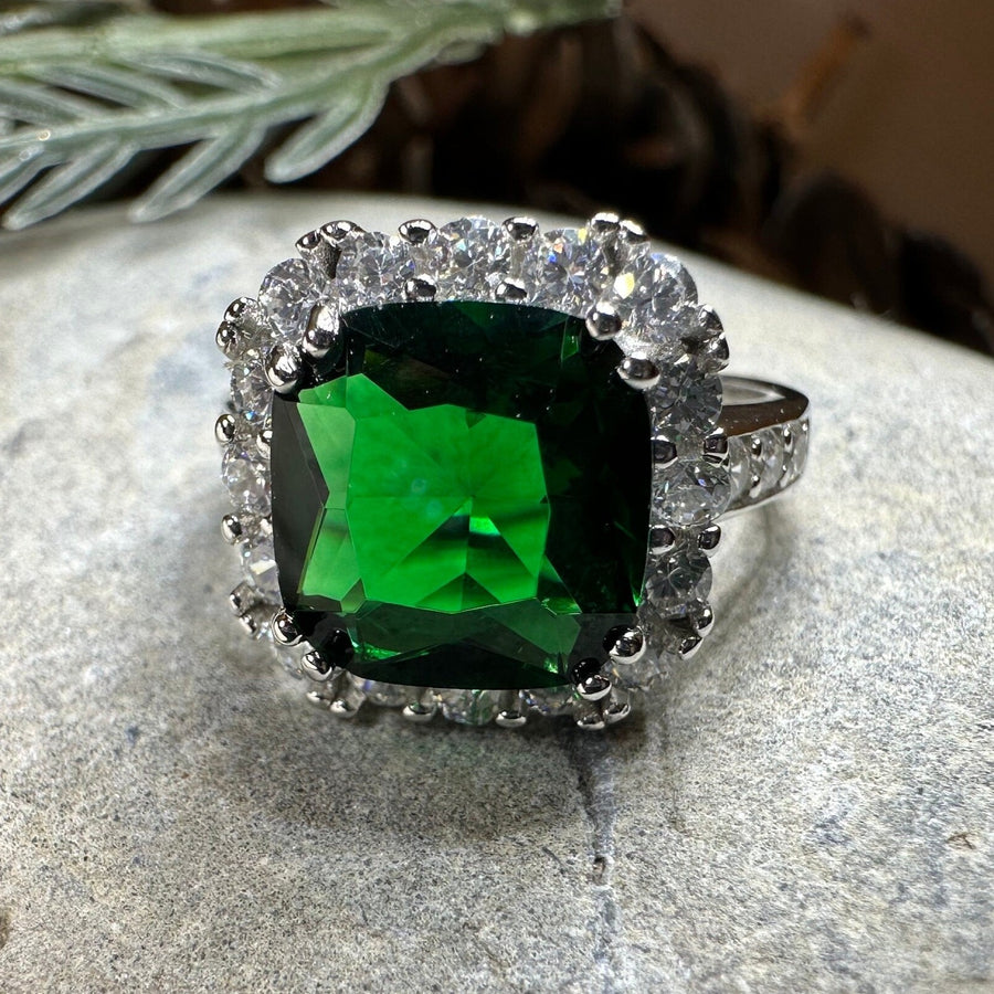 Irish Duchess Celtic Ring, Engagement Ring, Large Emerald Ring, Cocktail Ring, Celtic Statement Ring, Anniversary Gift, Ladies Promise Ring