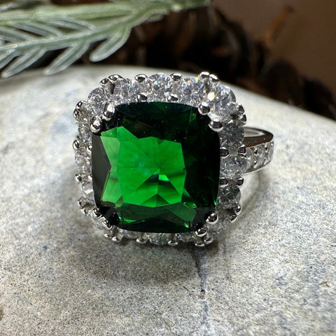 Load image into Gallery viewer, Irish Duchess Celtic Ring, Engagement Ring, Large Emerald Ring, Cocktail Ring, Celtic Statement Ring, Anniversary Gift, Ladies Promise Ring
