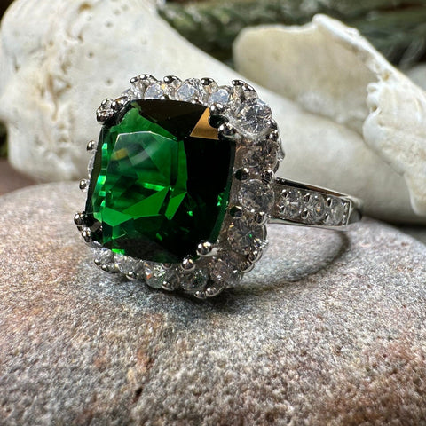 Load image into Gallery viewer, Irish Duchess Celtic Ring, Engagement Ring, Large Emerald Ring, Cocktail Ring, Celtic Statement Ring, Anniversary Gift, Ladies Promise Ring

