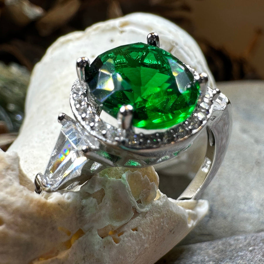 Irish Lady Celtic Ring, Engagement Ring, Large Emerald Ring, Engagement Ring, Celtic Statement Ring, Anniversary Gift, Ladies Promise Ring