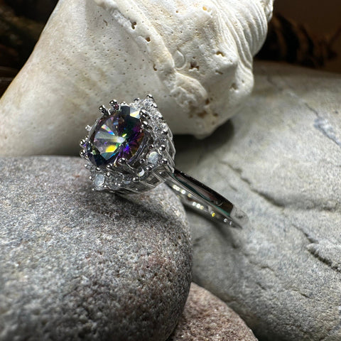 Load image into Gallery viewer, Mystic Topaz Engagement Ring, Scotland Ring, Statement Ring, Rainbow Topaz Boho Ring, Celtic Jewelry, Anniversary Gift, Girls Promise Ring
