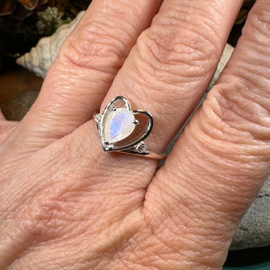 Moonstone Ring, Celtic Heart Ring, Boho Statement Ring, Promise Ring, Anniversary Gift, Celtic Knot Ring, Irish Ring, Mom Gift, Wife Gift