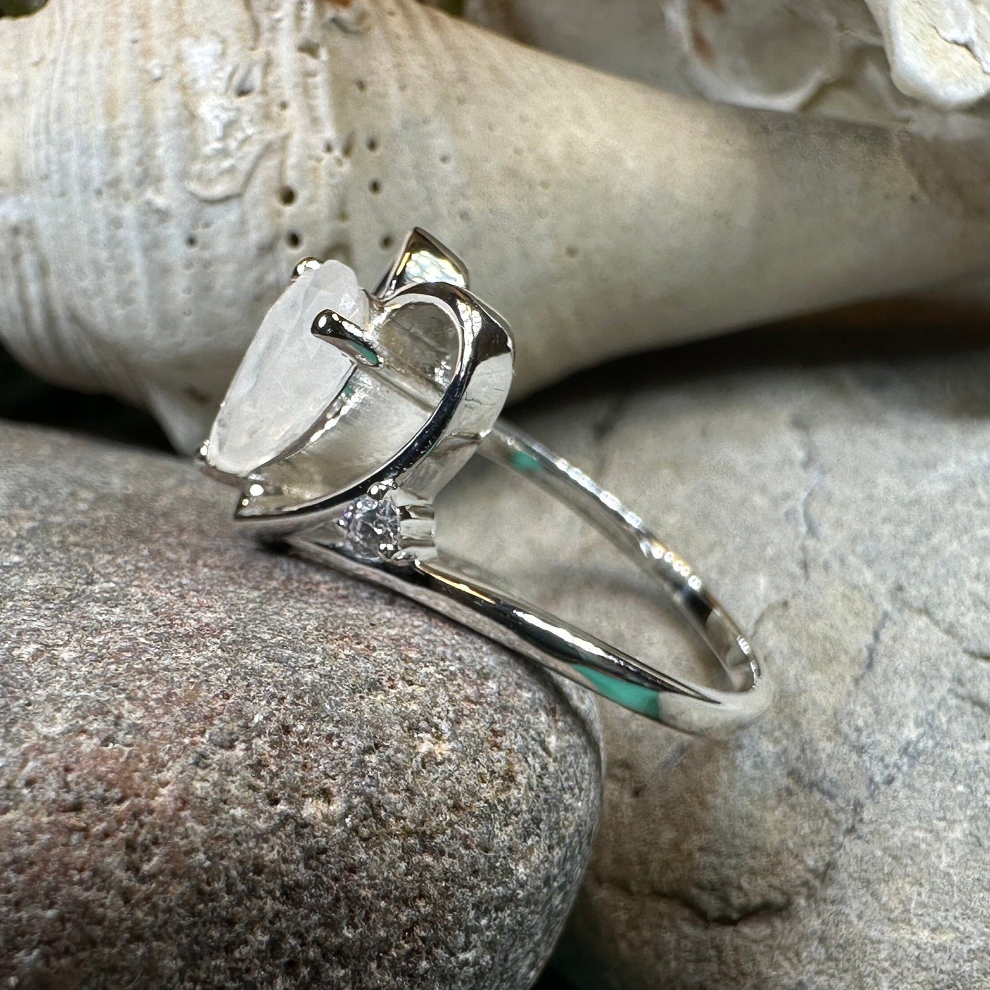 Moonstone Ring, Celtic Heart Ring, Boho Statement Ring, Promise Ring, Anniversary Gift, Celtic Knot Ring, Irish Ring, Mom Gift, Wife Gift