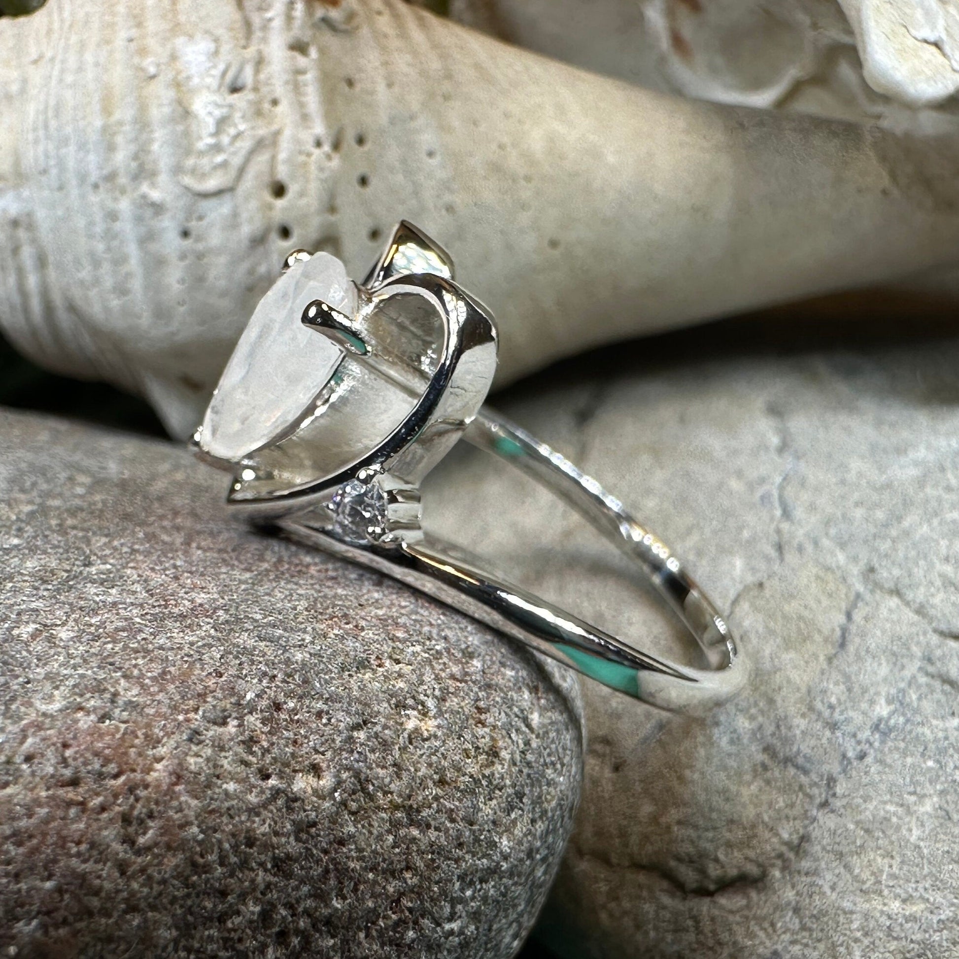 Moonstone Ring, Celtic Heart Ring, Boho Statement Ring, Promise Ring, Anniversary Gift, Celtic Knot Ring, Irish Ring, Mom Gift, Wife Gift