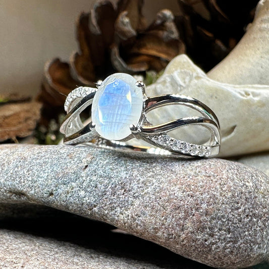 Moonstone Ring, Promise Ring, Engagement Ring, Commitment Ring, Anniversary Gift, Boho Statement Ring, Cocktail Ring, Wife Gift, Mom Gift
