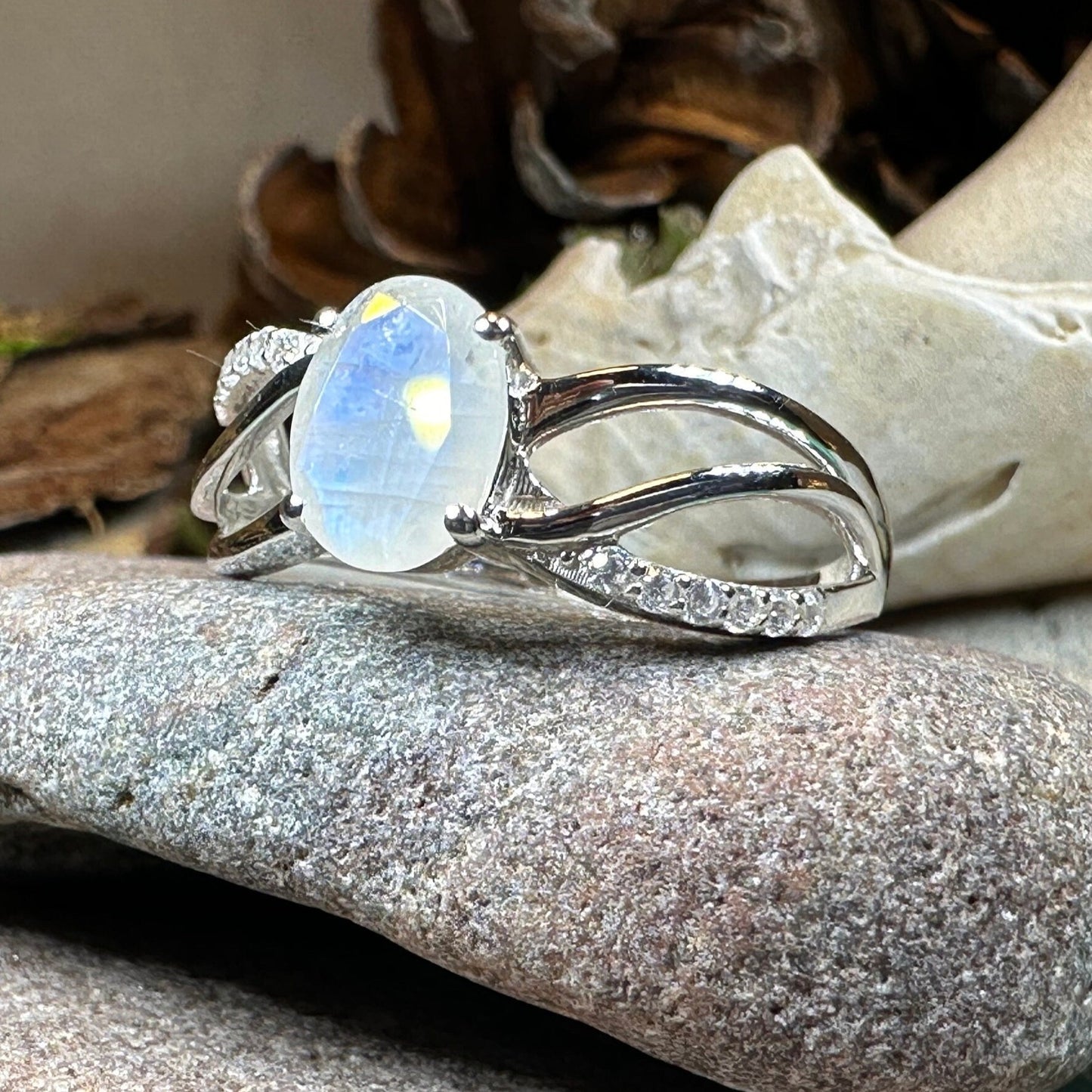 Moonstone Ring, Promise Ring, Engagement Ring, Commitment Ring, Anniversary Gift, Boho Statement Ring, Cocktail Ring, Wife Gift, Mom Gift