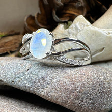 Load image into Gallery viewer, Moonstone Ring, Promise Ring, Engagement Ring, Commitment Ring, Anniversary Gift, Boho Statement Ring, Cocktail Ring, Wife Gift, Mom Gift
