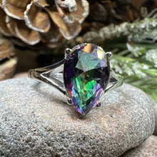 Load image into Gallery viewer, Mystic Topaz Engagement Ring, Celtic Ring, Statement Ring, Topaz Ring, Solitaire Ring, Anniversary Gift, Cocktail Ring, Wife Promise Ring
