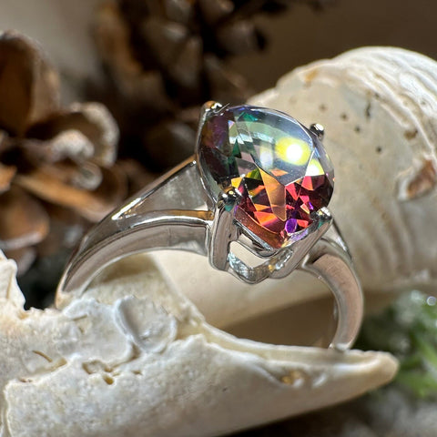 Load image into Gallery viewer, Mystic Topaz Engagement Ring, Celtic Ring, Statement Ring, Topaz Ring, Solitaire Ring, Anniversary Gift, Cocktail Ring, Wife Promise Ring
