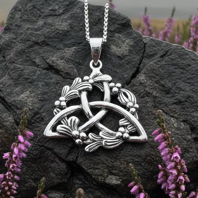 Mistletoe Necklace, Celtic Jewelry, Trinity Knot Pendant, Ireland Gift, Irish Jewelry, Scotland Jewelry, Anniversary Gift, Graduation Gift