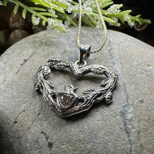 Claddagh Necklace, Celtic Pendant, Irish Jewelry, Bridal Jewelry, Anniversary Gift, Engagement Gift, Girlfriend Gift, Diamond Claddagh Gift