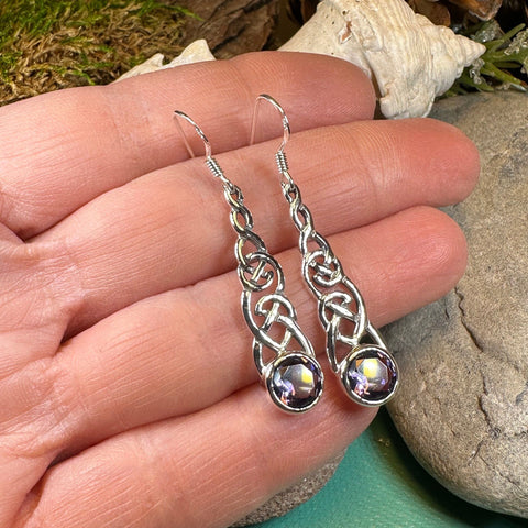 Load image into Gallery viewer, Celtic Earrings, Irish Jewelry, Scotland Jewelry, Boho Mom Gift, Anniversary Gift, Ireland Amethyst Earrings, Wife Gift, Graduation Gift
