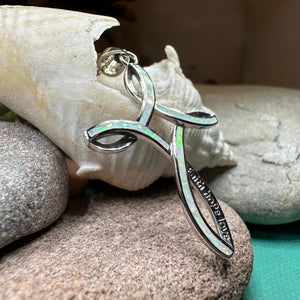 Celtic Cross Necklace, Irish Jewelry, Celtic Opal Pendant, First Communion Gift, Confirmation Gift, Irish Cross, Religious Jewelry, Mom Gift