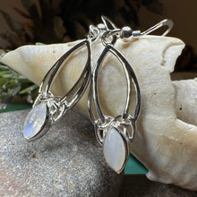 Load image into Gallery viewer, Trinity Knot Earrings, Celtic Jewelry, Irish Jewelry, Celtic Knot Jewelry, Bridal Jewelry, Moonstone, Scotland Jewelry, Mom Gift, Wife Gift
