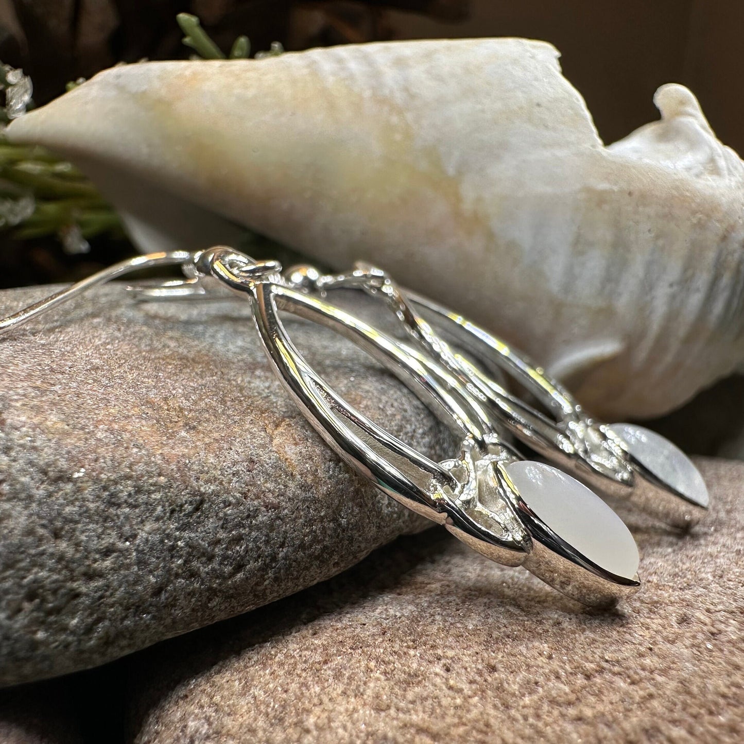 Trinity Knot Earrings, Celtic Jewelry, Irish Jewelry, Celtic Knot Jewelry, Bridal Jewelry, Moonstone, Scotland Jewelry, Mom Gift, Wife Gift