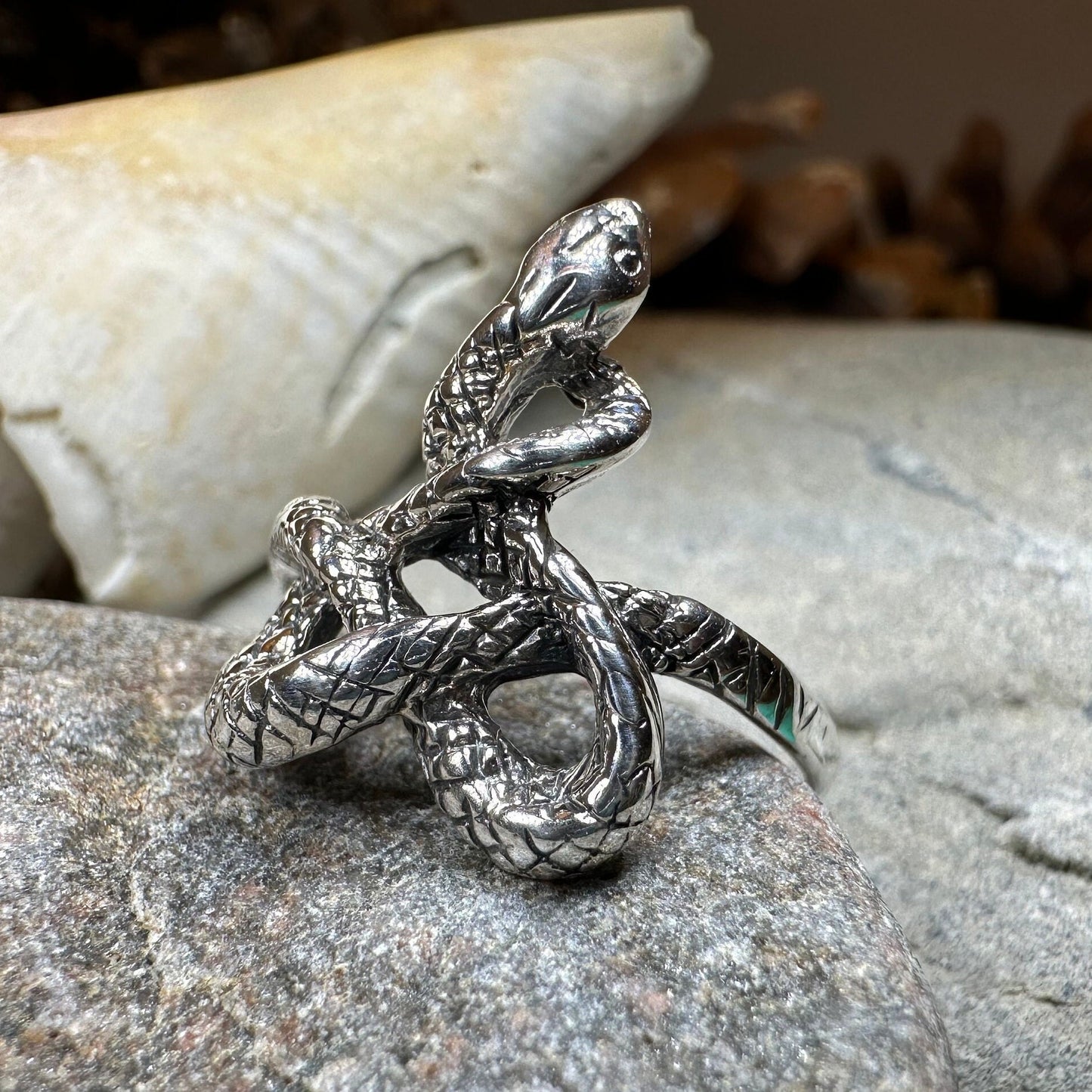 Celtic Snake Ring, Celtic Ring, Gothic Ring, Silver Boho Ring, Irish Ring, Scottish Gift, Anniversary Gift, Animal Ring, Large Wiccan Ring