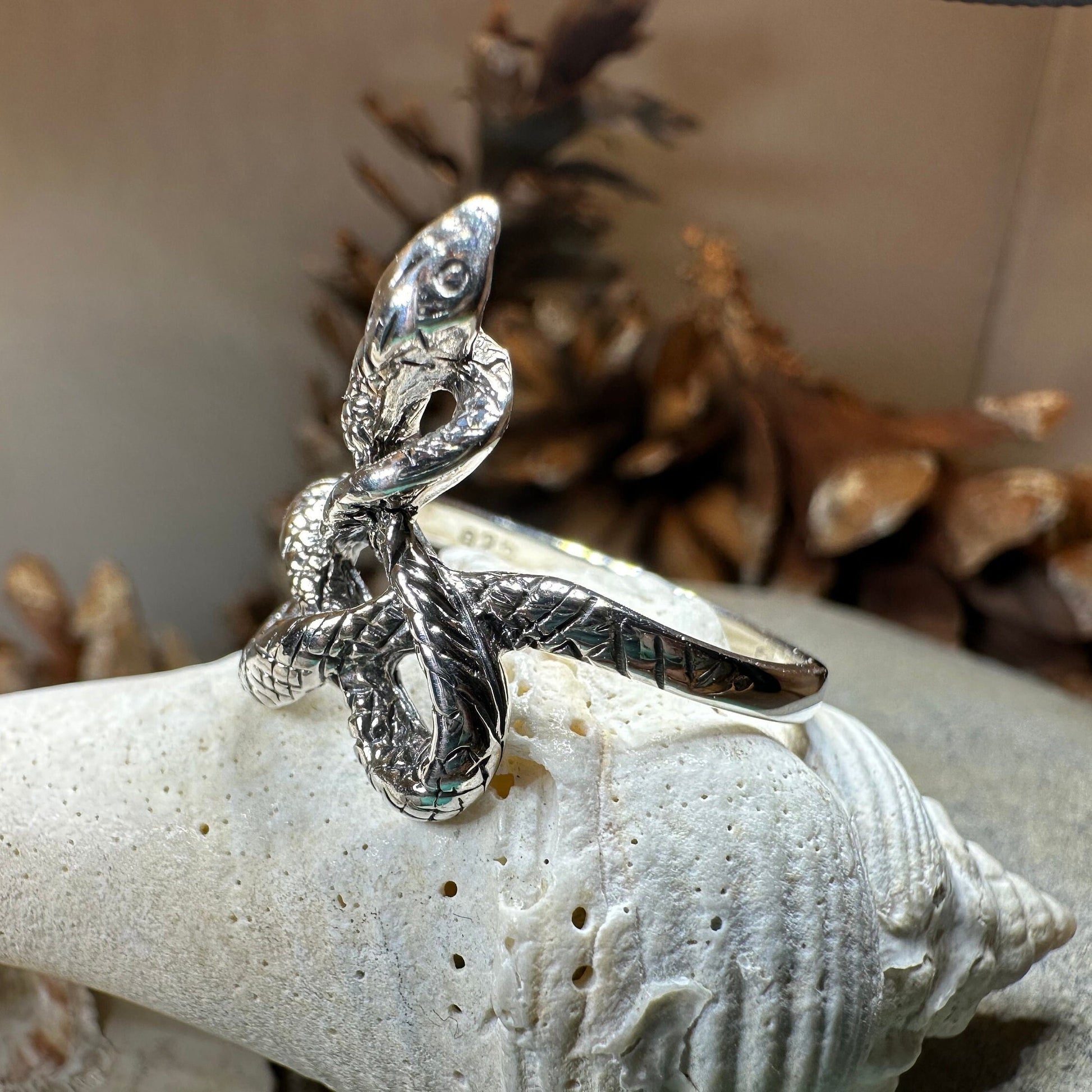 Celtic Snake Ring, Celtic Ring, Gothic Ring, Silver Boho Ring, Irish Ring, Scottish Gift, Anniversary Gift, Animal Ring, Large Wiccan Ring