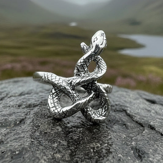 Celtic Snake Ring, Celtic Ring, Gothic Ring, Silver Boho Ring, Irish Ring, Scottish Gift, Anniversary Gift, Animal Ring, Large Wiccan Ring