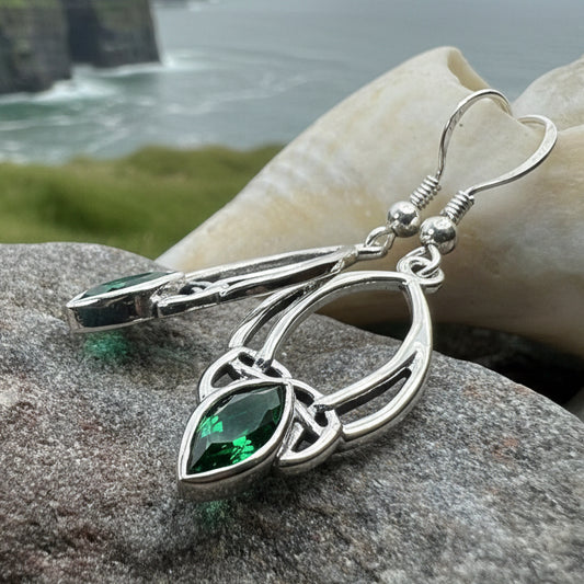 Trinity Knot Earrings, Celtic Jewelry, Irish Jewelry, Celtic Knot Jewelry, Bridal Jewelry, Emerald, Scotland Jewelry, Mom Gift, Wife Gift