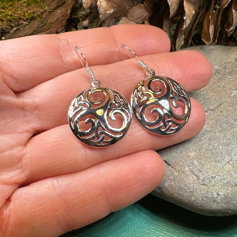 Load image into Gallery viewer, Celtic Spiral Earrings, Irish Jewelry, Viking Jewelry, Ireland Gift, Triskelion Jewelry, Triskele, Celtic Jewelry, Triple Spiral Jewelry
