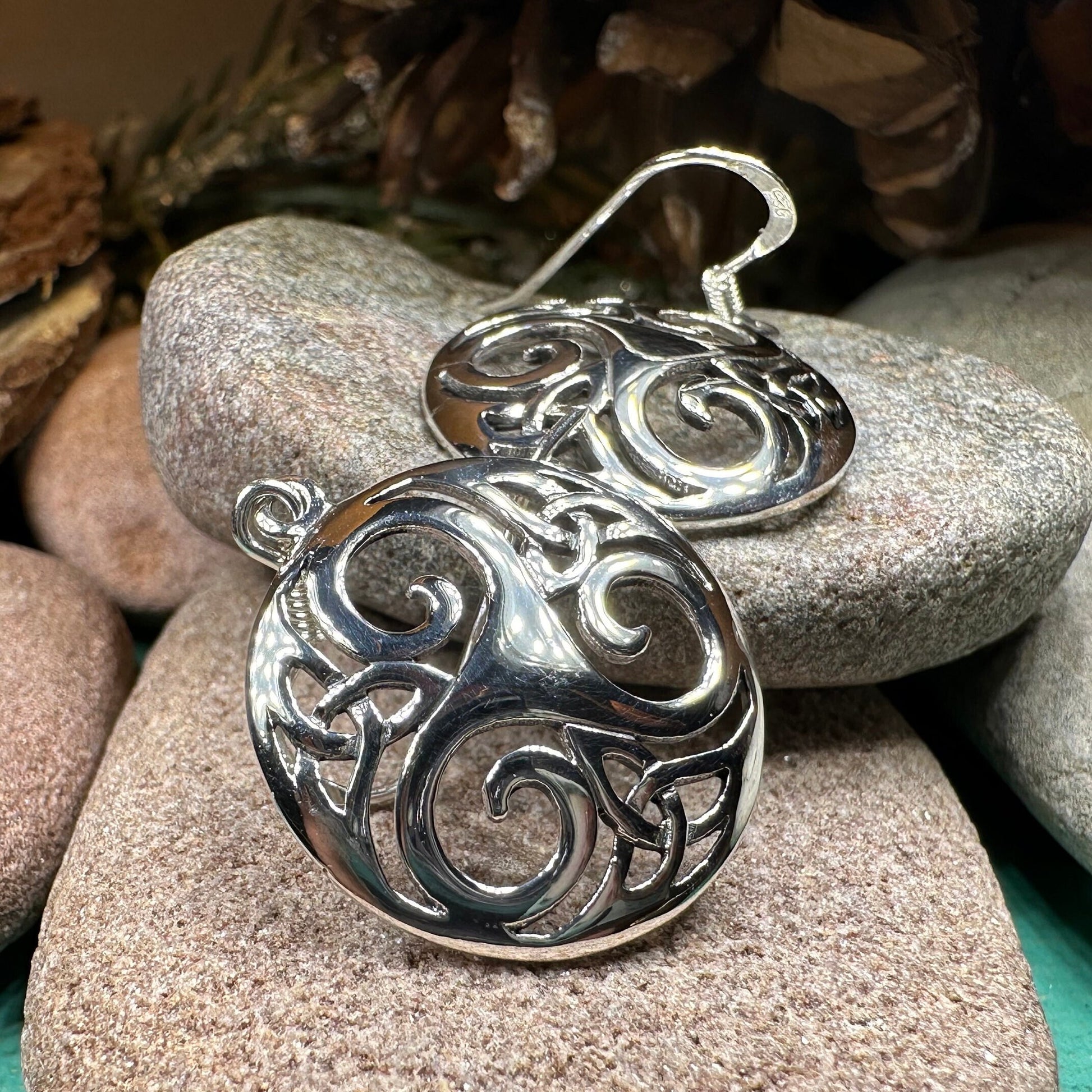 Celtic Spiral Earrings, Irish Jewelry, Viking Jewelry, Ireland Gift, Triskelion Jewelry, Triskele, Celtic Jewelry, Triple Spiral Jewelry