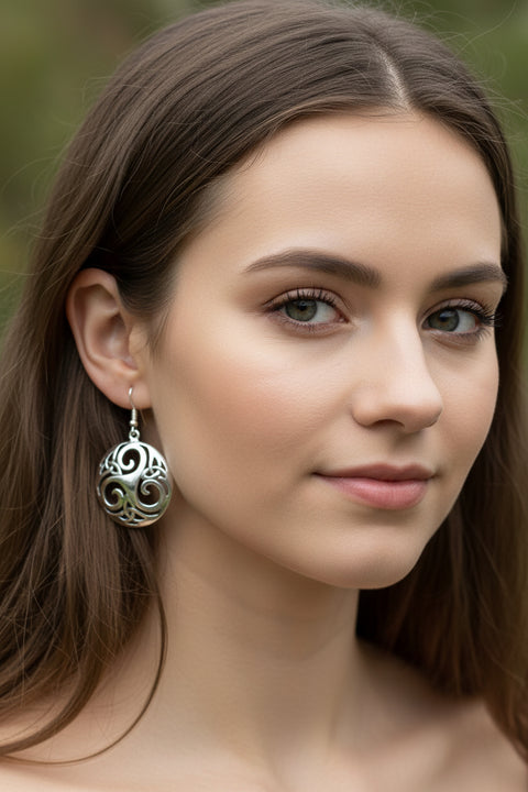Load image into Gallery viewer, Celtic Spiral Earrings, Irish Jewelry, Viking Jewelry, Ireland Gift, Triskelion Jewelry, Triskele, Celtic Jewelry, Triple Spiral Jewelry

