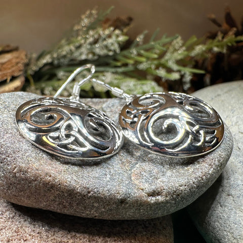 Load image into Gallery viewer, Celtic Spiral Earrings, Irish Jewelry, Viking Jewelry, Ireland Gift, Triskelion Jewelry, Triskele, Celtic Jewelry, Triple Spiral Jewelry
