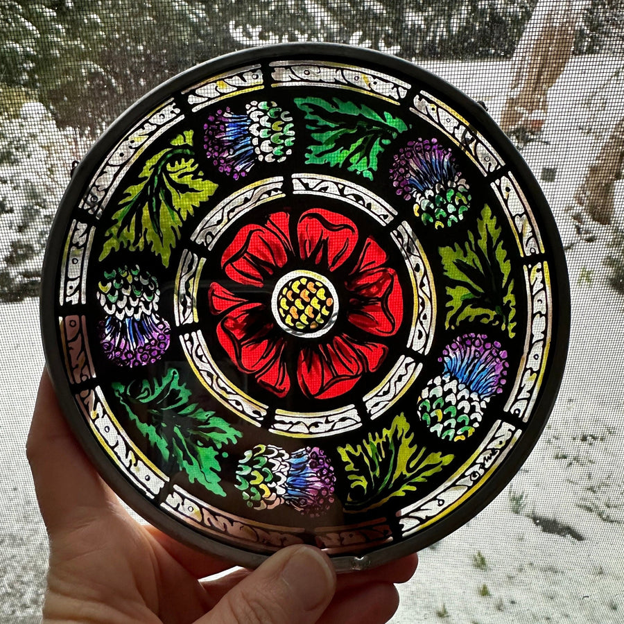 Rose and Thistle Wall Decor, Scottish Gift, Scotland Stained Glass, New Home Gift, Scotland Wedding Gift, Celtic Gift, Glasgow Gift