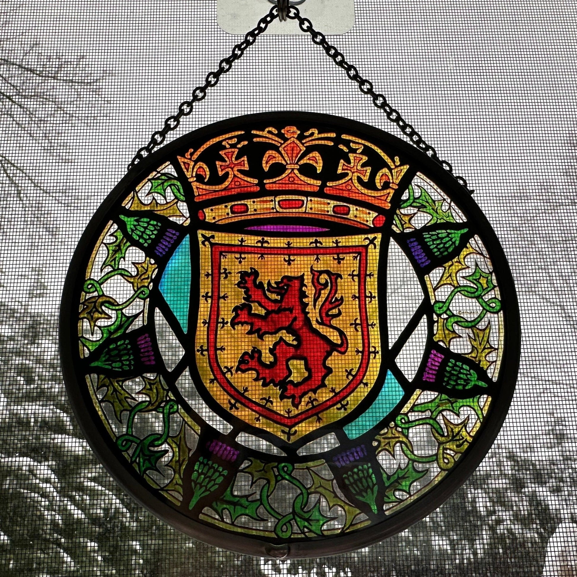 Scottish Lion Wall Decor, Scottish Thistle Gift, Scotland Stained Glass, New Home Gift, Scotland Wedding Gift, Celtic Gift, Sterling Castle