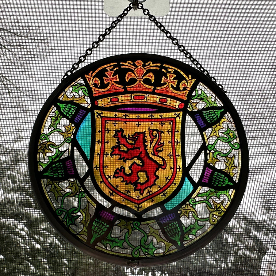 Scottish Lion Wall Decor, Scottish Thistle Gift, Scotland Stained Glass, New Home Gift, Scotland Wedding Gift, Celtic Gift, Sterling Castle