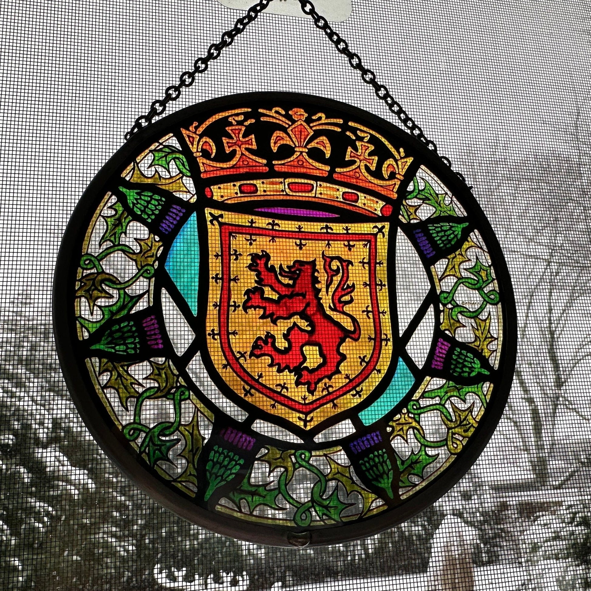 Scottish Lion Wall Decor, Scottish Thistle Gift, Scotland Stained Glass, New Home Gift, Scotland Wedding Gift, Celtic Gift, Sterling Castle