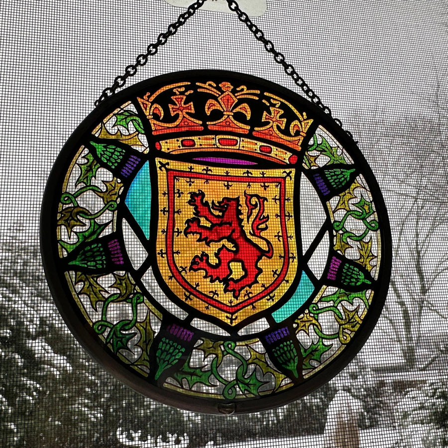 Scottish Lion Wall Decor, Scottish Thistle Gift, Scotland Stained Glass, New Home Gift, Scotland Wedding Gift, Celtic Gift, Sterling Castle