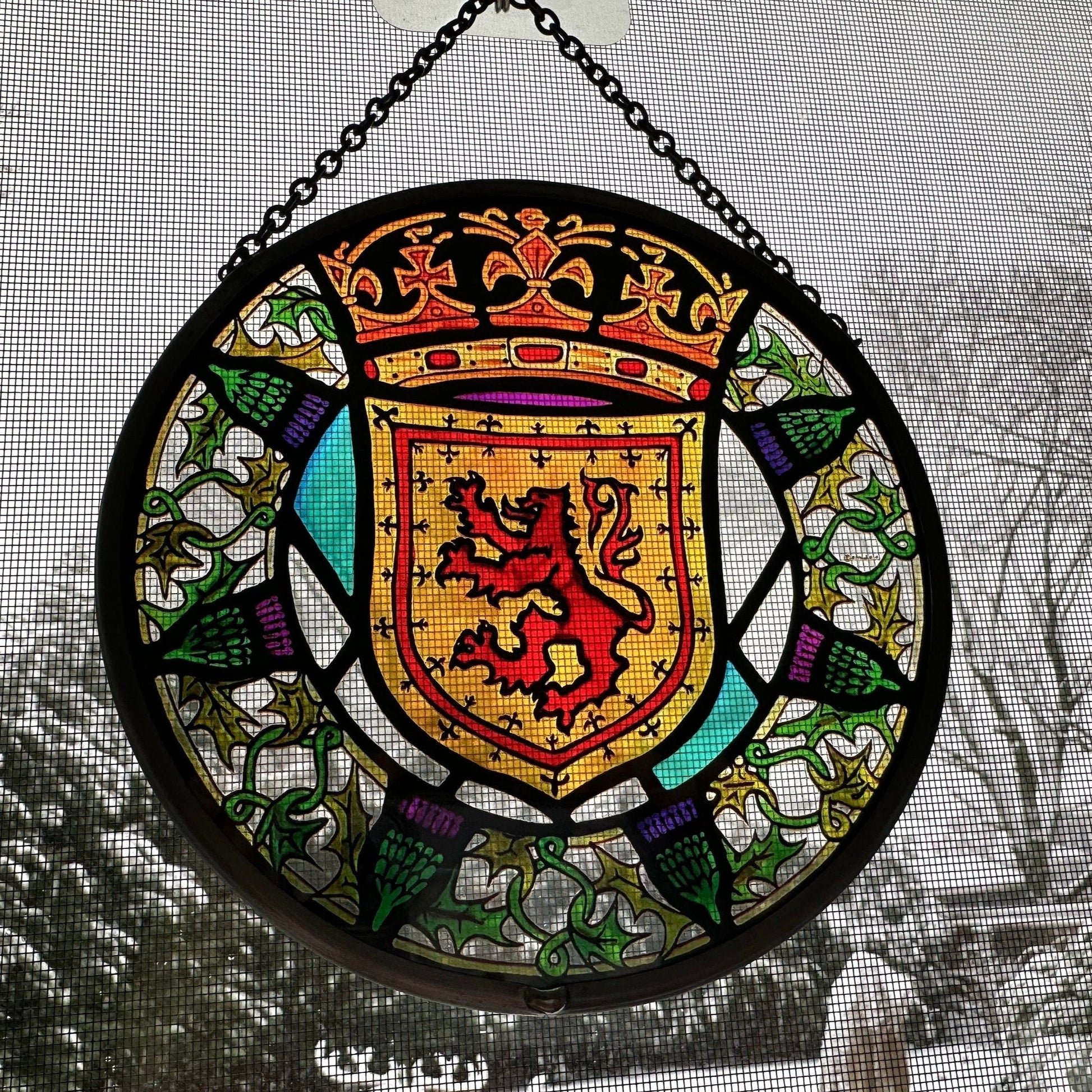 Scottish Lion Wall Decor, Scottish Thistle Gift, Scotland Stained Glass, New Home Gift, Scotland Wedding Gift, Celtic Gift, Sterling Castle
