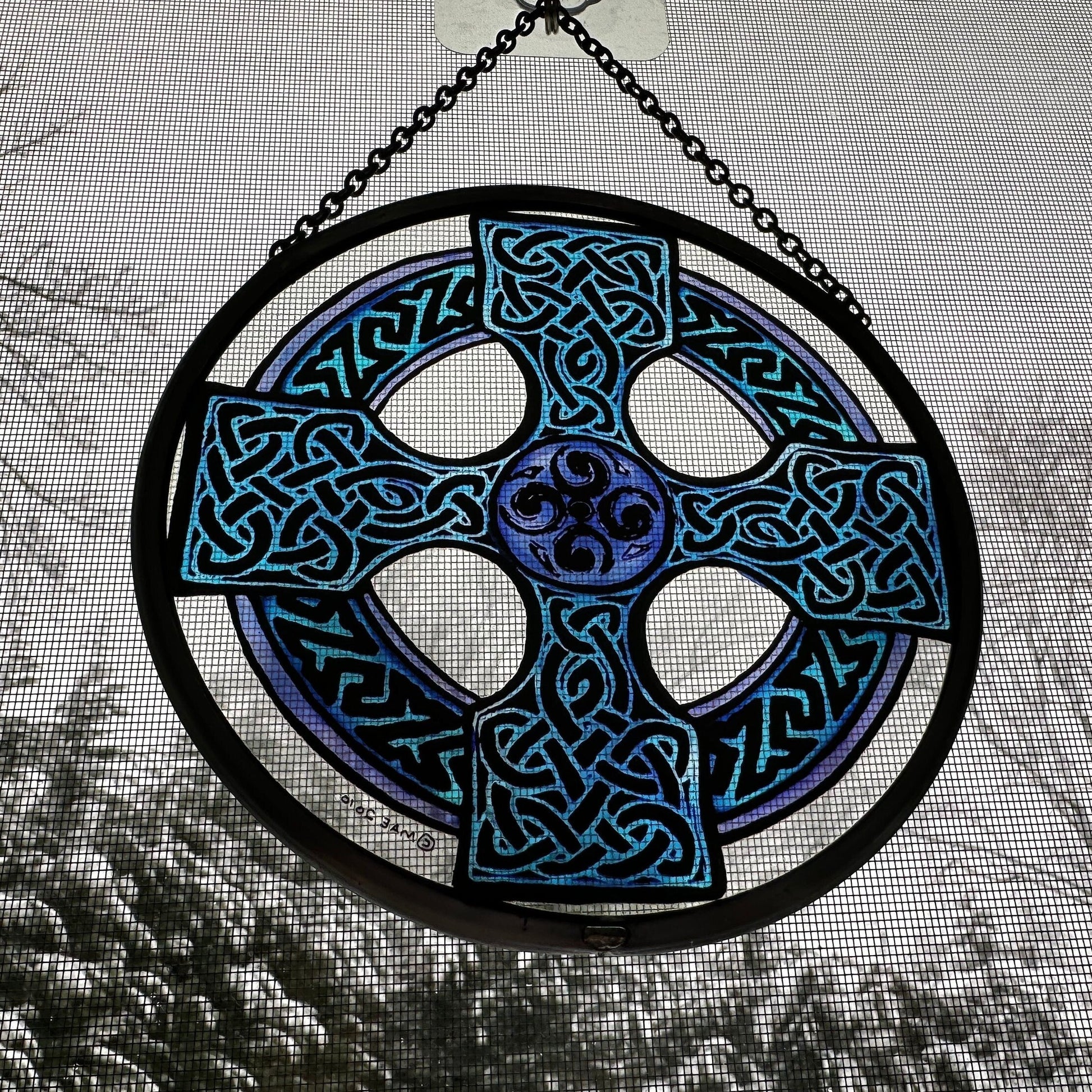 Celtic Cross Stained Glass Suncatcher — view 6