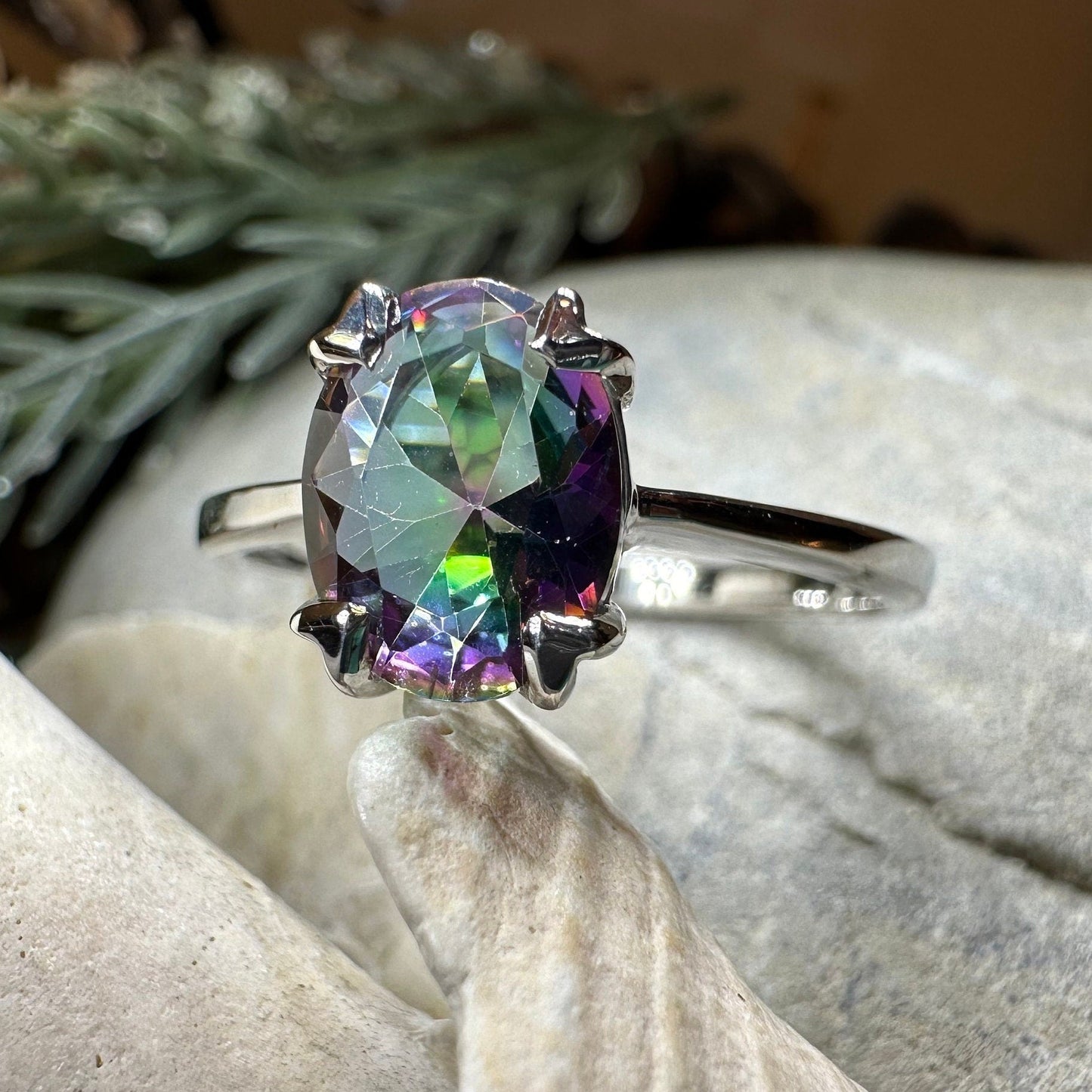 Mystic Topaz Engagement Ring, Celtic Ring, Statement Ring, Topaz Ring, Solitaire Ring, Anniversary Gift, Cocktail Ring, Wife Promise Ring