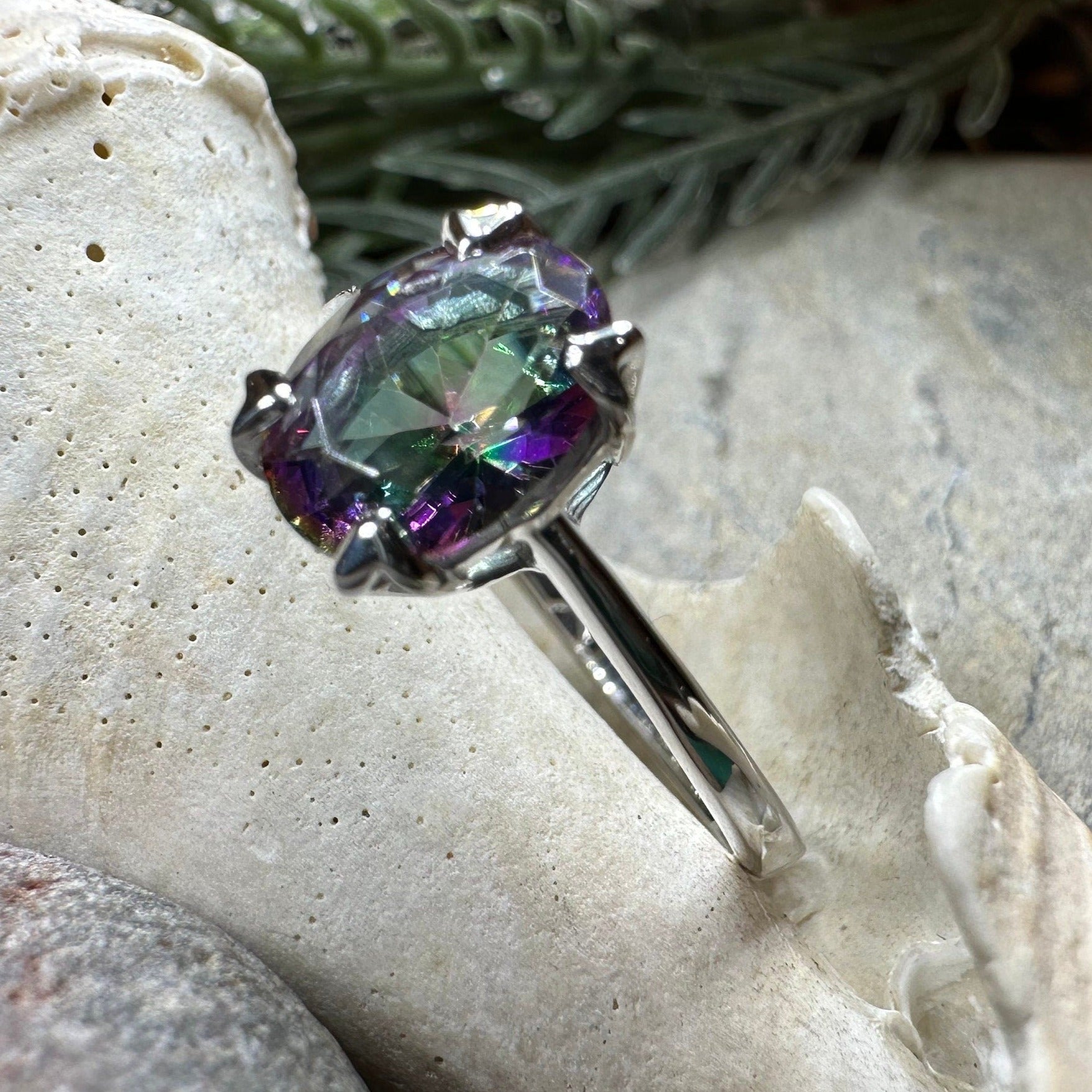 Mystic Topaz Engagement Ring, Celtic Ring, Statement Ring, Topaz Ring, Solitaire Ring, Anniversary Gift, Cocktail Ring, Wife Promise Ring