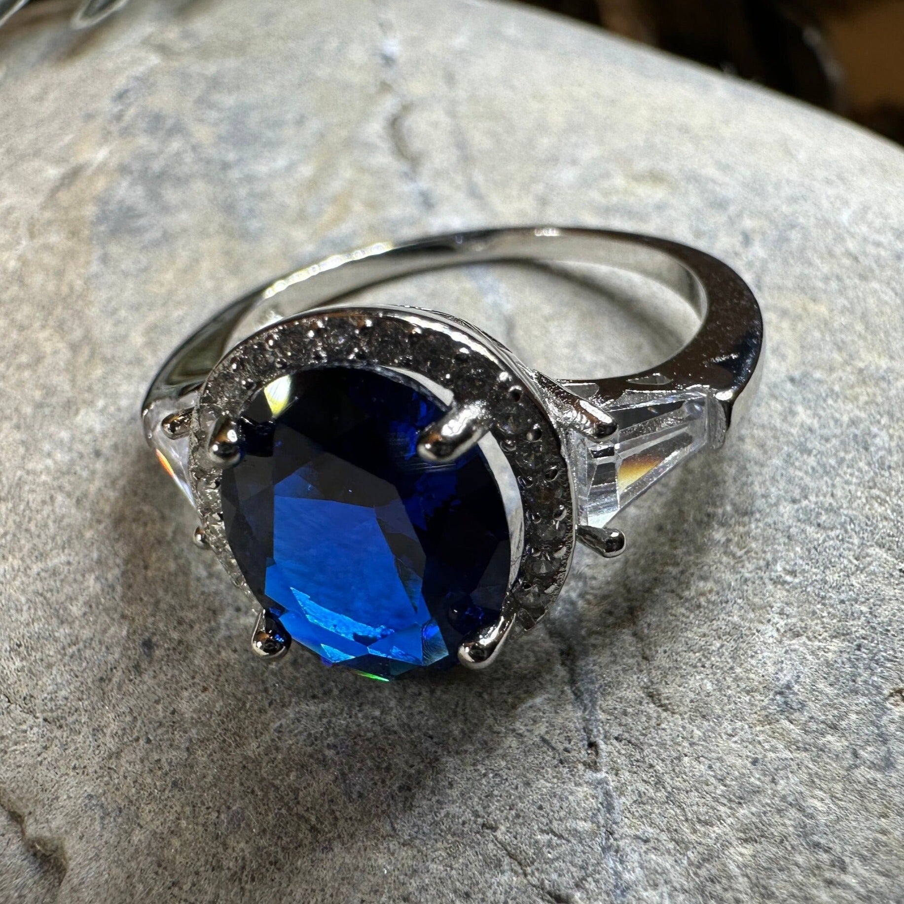 Sapphire Statement Ring, Engagement Ring, Large Blue Ring, Engagement Ring, Celtic Statement Ring, Anniversary Gift, Ladies Promise Ring