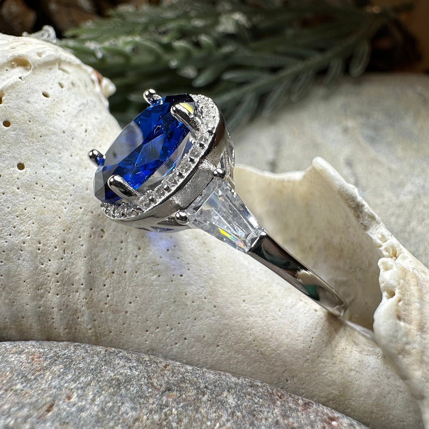 Sapphire Statement Ring, Engagement Ring, Large Blue Ring, Engagement Ring, Celtic Statement Ring, Anniversary Gift, Ladies Promise Ring