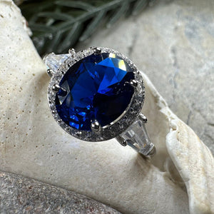 Sapphire Statement Ring, Engagement Ring, Large Blue Ring, Engagement Ring, Celtic Statement Ring, Anniversary Gift, Ladies Promise Ring