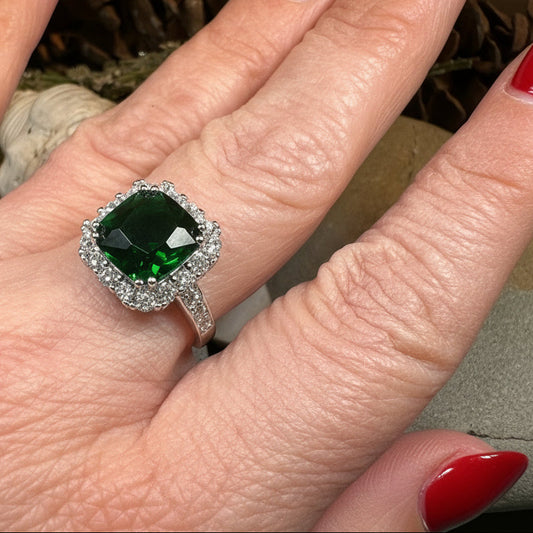 Irish Duchess Celtic Ring, Engagement Ring, Large Emerald Ring, Cocktail Ring, Celtic Statement Ring, Anniversary Gift, Ladies Promise Ring