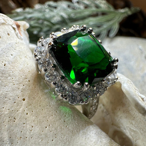 Load image into Gallery viewer, Irish Duchess Celtic Ring, Engagement Ring, Large Emerald Ring, Cocktail Ring, Celtic Statement Ring, Anniversary Gift, Ladies Promise Ring
