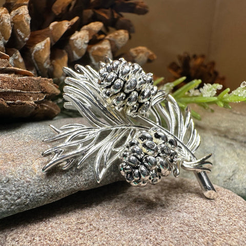 Load image into Gallery viewer, Pine Cone Brooch, Pine Pin, Nature Jewelry, Celtic Pin, Woodland Pin, Ladies Pin, Outlander Jewelry, Tree Jewelry, Wife Gift, Hiker Gift

