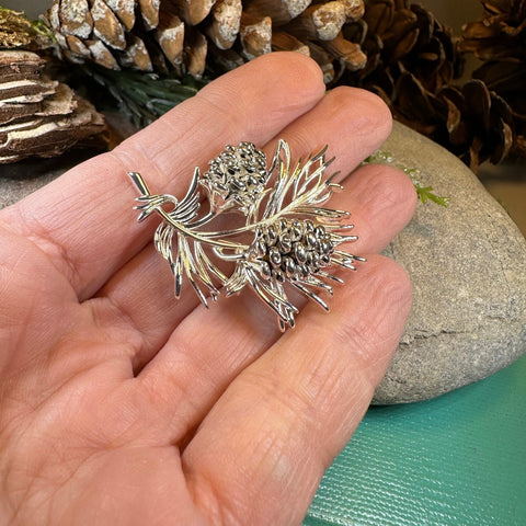 Load image into Gallery viewer, Pine Cone Brooch, Pine Pin, Nature Jewelry, Celtic Pin, Woodland Pin, Ladies Pin, Outlander Jewelry, Tree Jewelry, Wife Gift, Hiker Gift
