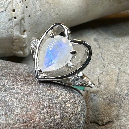 Moonstone Ring, Celtic Heart Ring, Boho Statement Ring, Promise Ring, Anniversary Gift, Celtic Knot Ring, Irish Ring, Mom Gift, Wife Gift